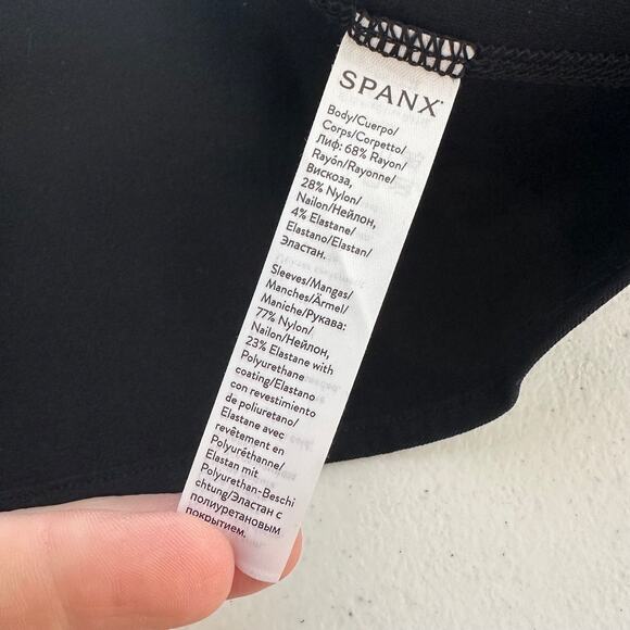 Spanx Womens Faux Leather Convertible Jacket Size M Black Outdoors Mid Length - Picture 10 of 15